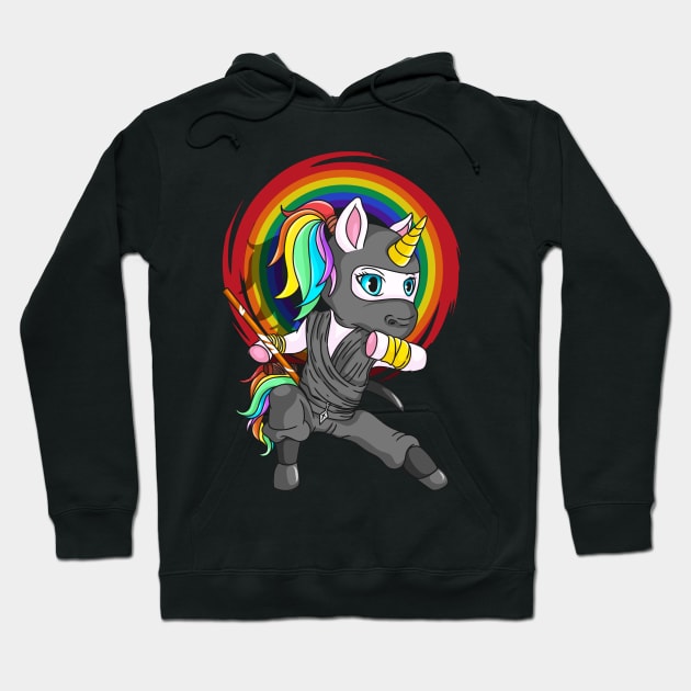 Unicorn Ninja Karate Japanese Kawaii Kung Fu MMA Hoodie by E